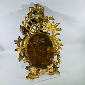 Antique Brass Wall Mirror Rococo Style Victorian Vanity Mirror c1880-1900 Ornate Gold Frame Small Dark Academia Decor