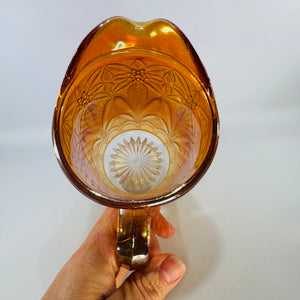 Imperial Marigold Carnival Glass Milk Pitcher, Antique Poinsettia Pattern
