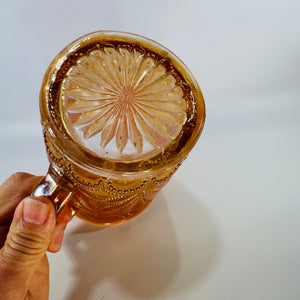 Imperial Marigold Carnival Glass Milk Pitcher, Antique Poinsettia Pattern