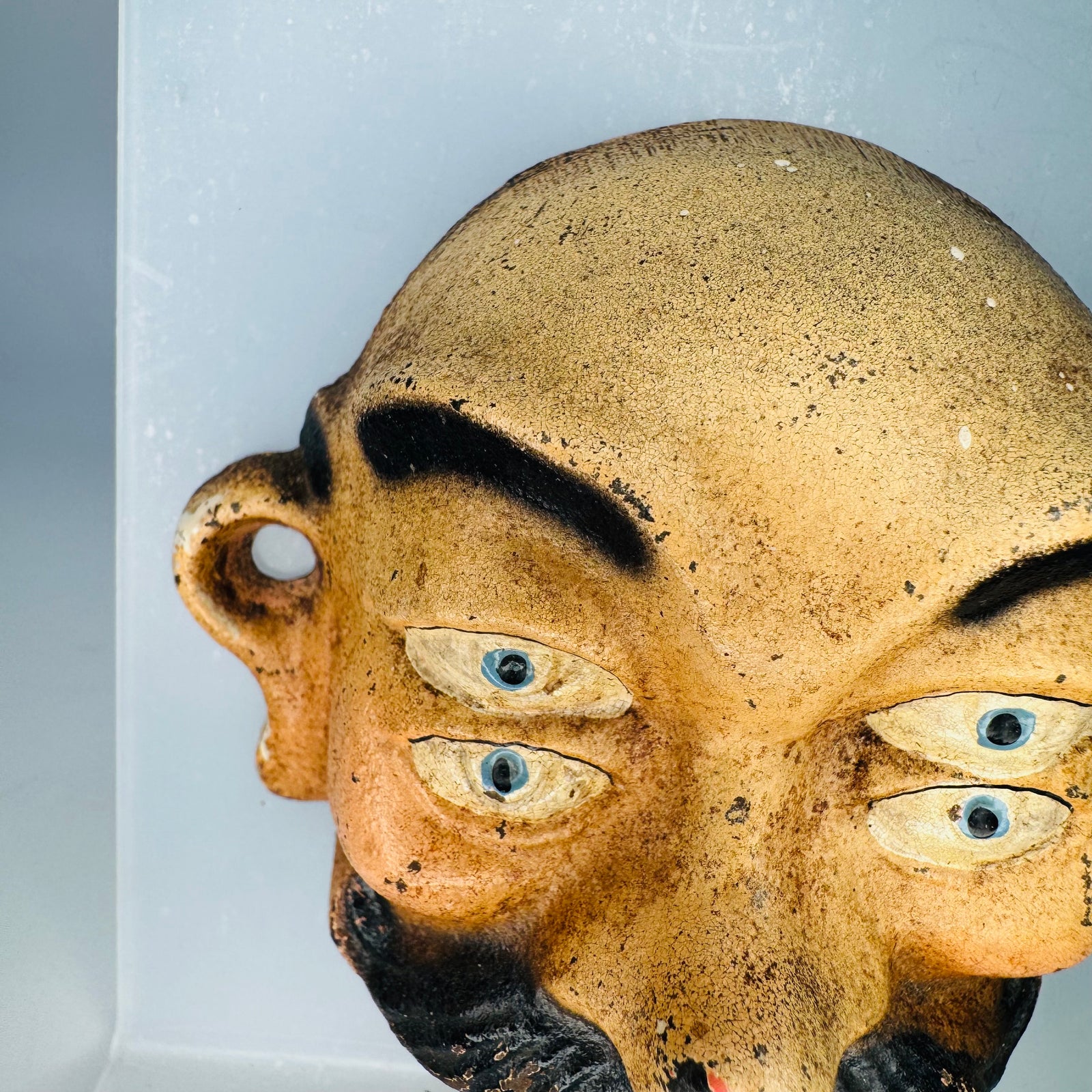 Cast Iron Face Bottle Opener, Four Eyed Wall Mount Circus Sideshow Barware