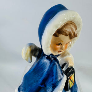 Goebel Angel Figurine, Angel With Lantern, Blue Hooded Christmas Angel, West Germany ROB 412