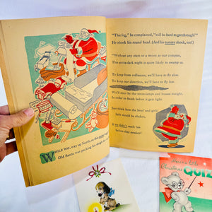 Rudolph the Red-Nosed Reindeer 1939 Montgomery Ward Book and 2 Christmas Cards Lot