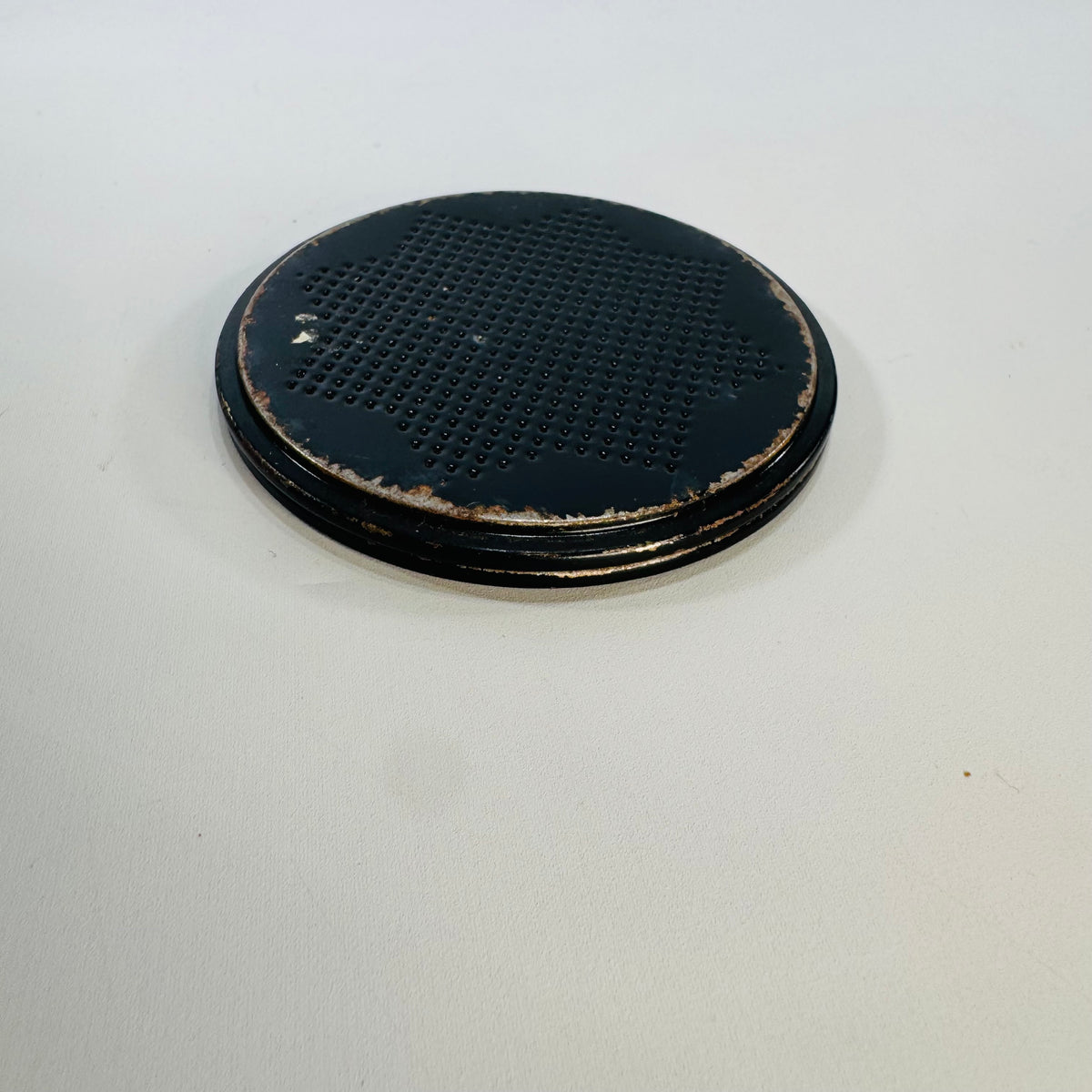 Vintage Scottie Dog Metal Coasters, Set of 2, Mid Century Tin Litho Terrier Drink Coasters