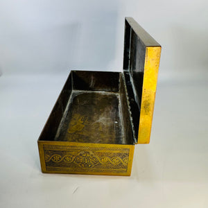 Edwardian Mauser Co. Fifth Ave Brass Desk Box, Antique Engraved Brass Box, New York Islamic Revival Trinket Box
