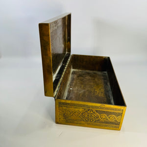 Edwardian Mauser Co. Fifth Ave Brass Desk Box, Antique Engraved Brass Box, New York Islamic Revival Trinket Box