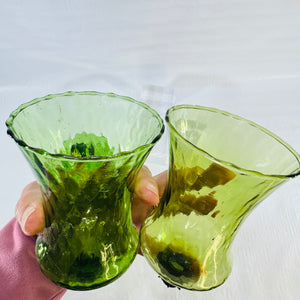 Homco Avocado Green Glass Peg Votive Holders Set of 3