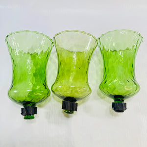 Homco Avocado Green Glass Peg Votive Holders Set of 3