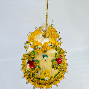 Vintage Beaded Push Pin Bell Christmas Ornament 1960s to 1970s