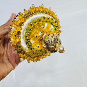 Vintage Beaded Push Pin Bell Christmas Ornament 1960s to 1970s