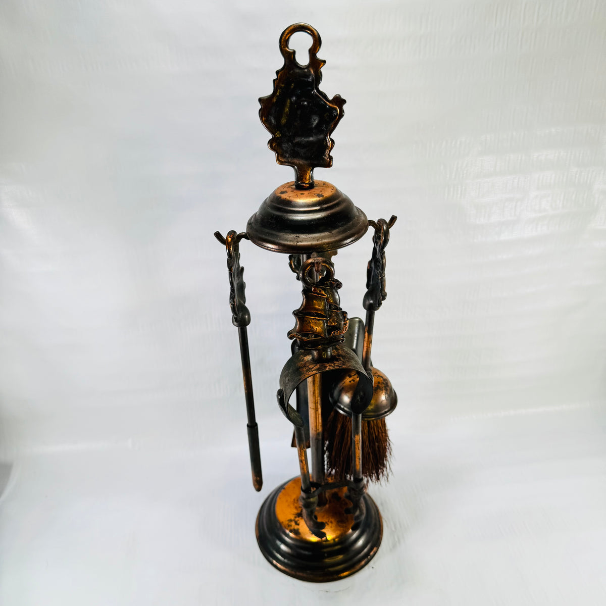 Nautical Galleon Tabletop Fireplace Tool Set 1930s