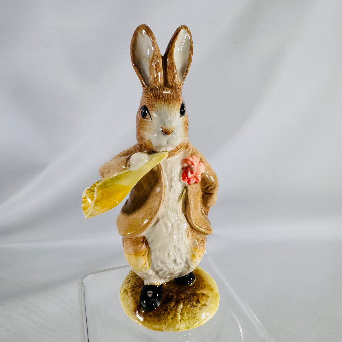 Beatrix Potter Figurine Benjamin Ate a Lettuce Leaf 1992 Royal Albert Vintage Collectible Bunny Rabbit Ceramic 5x2x2 Gift Ready