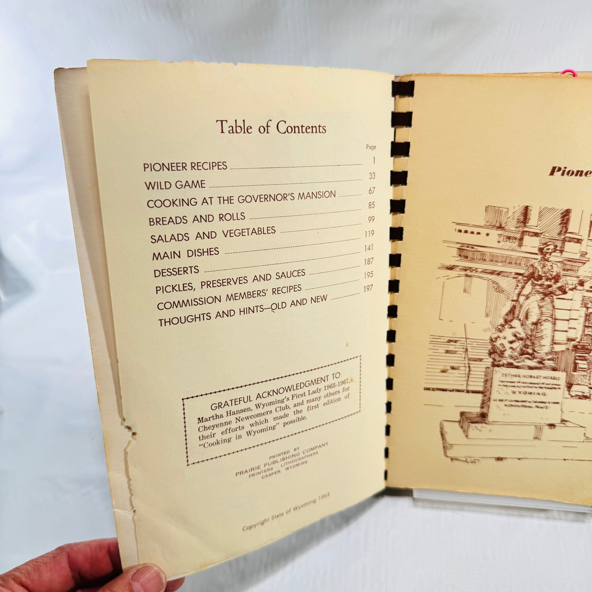 Cooking in Wyoming 1969 Third Edition Woman's Suffrage Centennial Cookbook