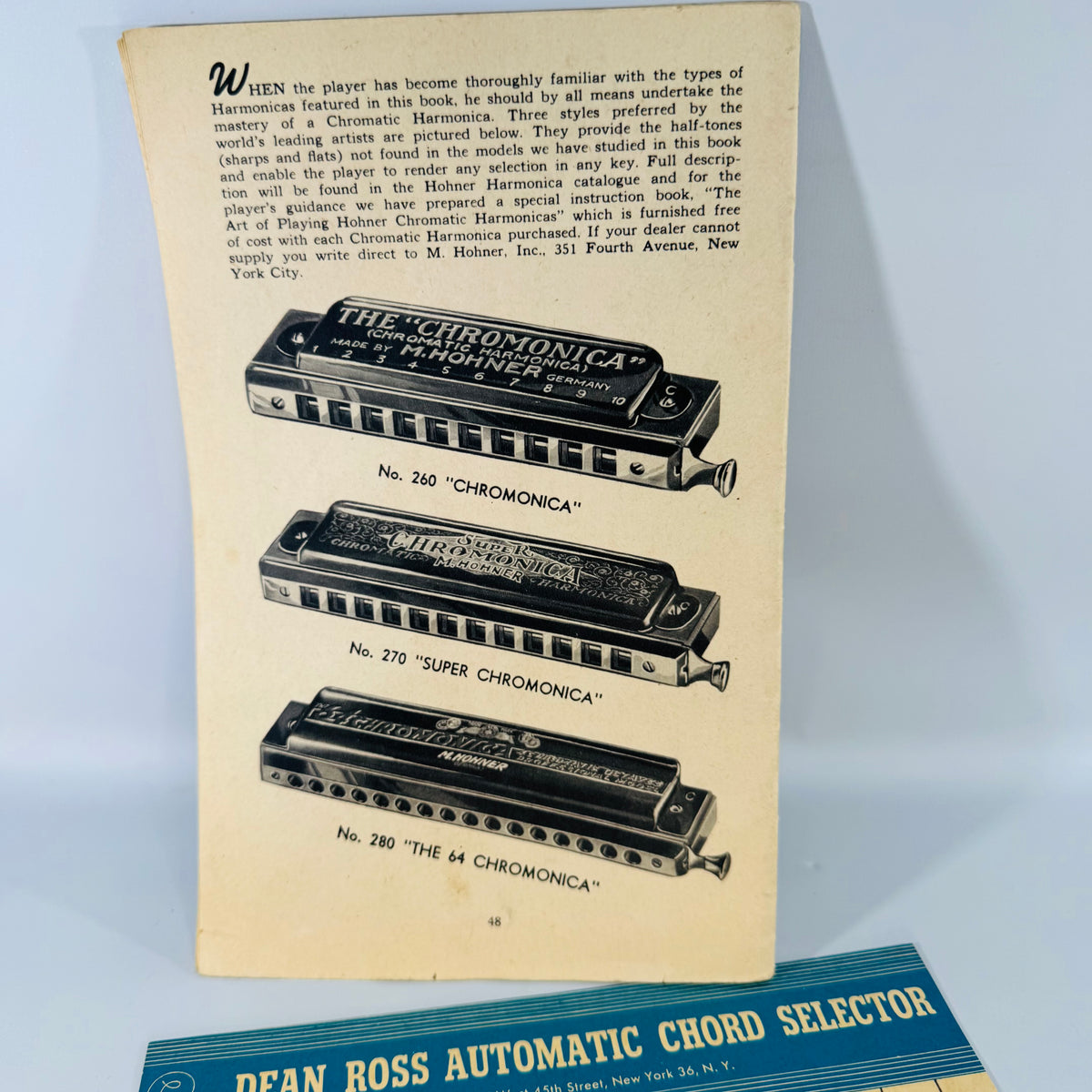 Vintage Harmonica Instruction Booklet with Dean Ross Automatic Chord Selector 1950 Hohner Set