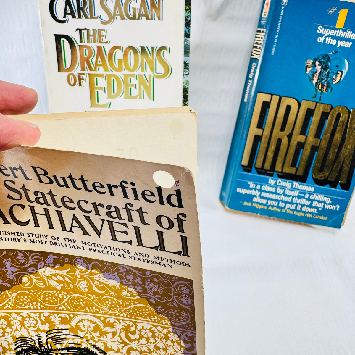 The Dragons of Eden, Firefox, Statecraft of Machiavelli 3 Book Lot