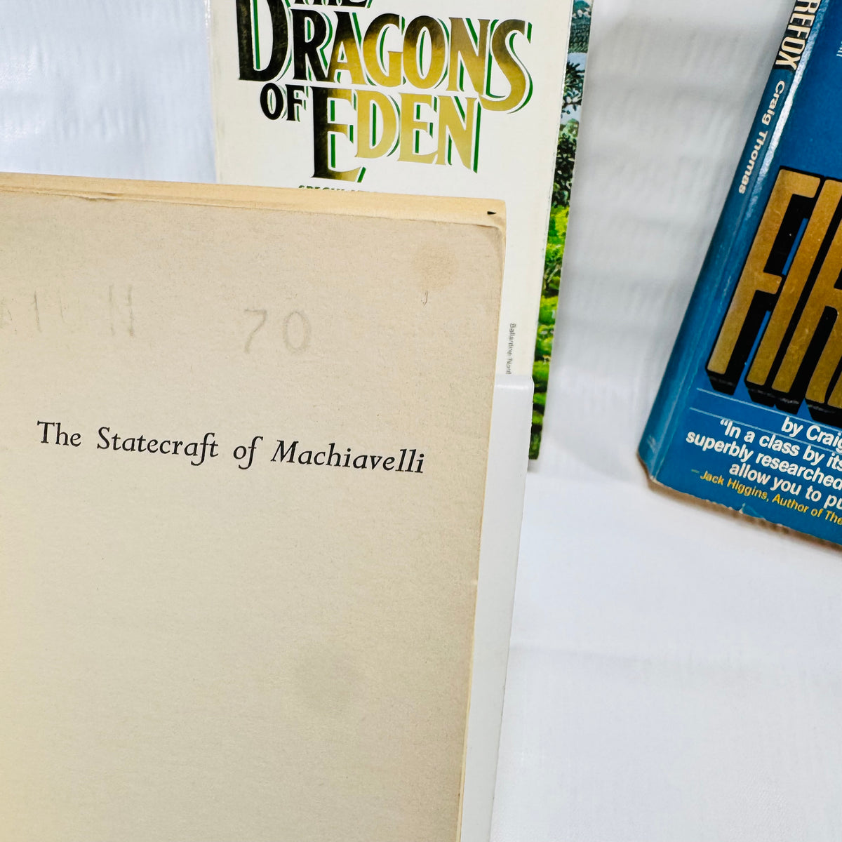 The Dragons of Eden, Firefox, Statecraft of Machiavelli 3 Book Lot