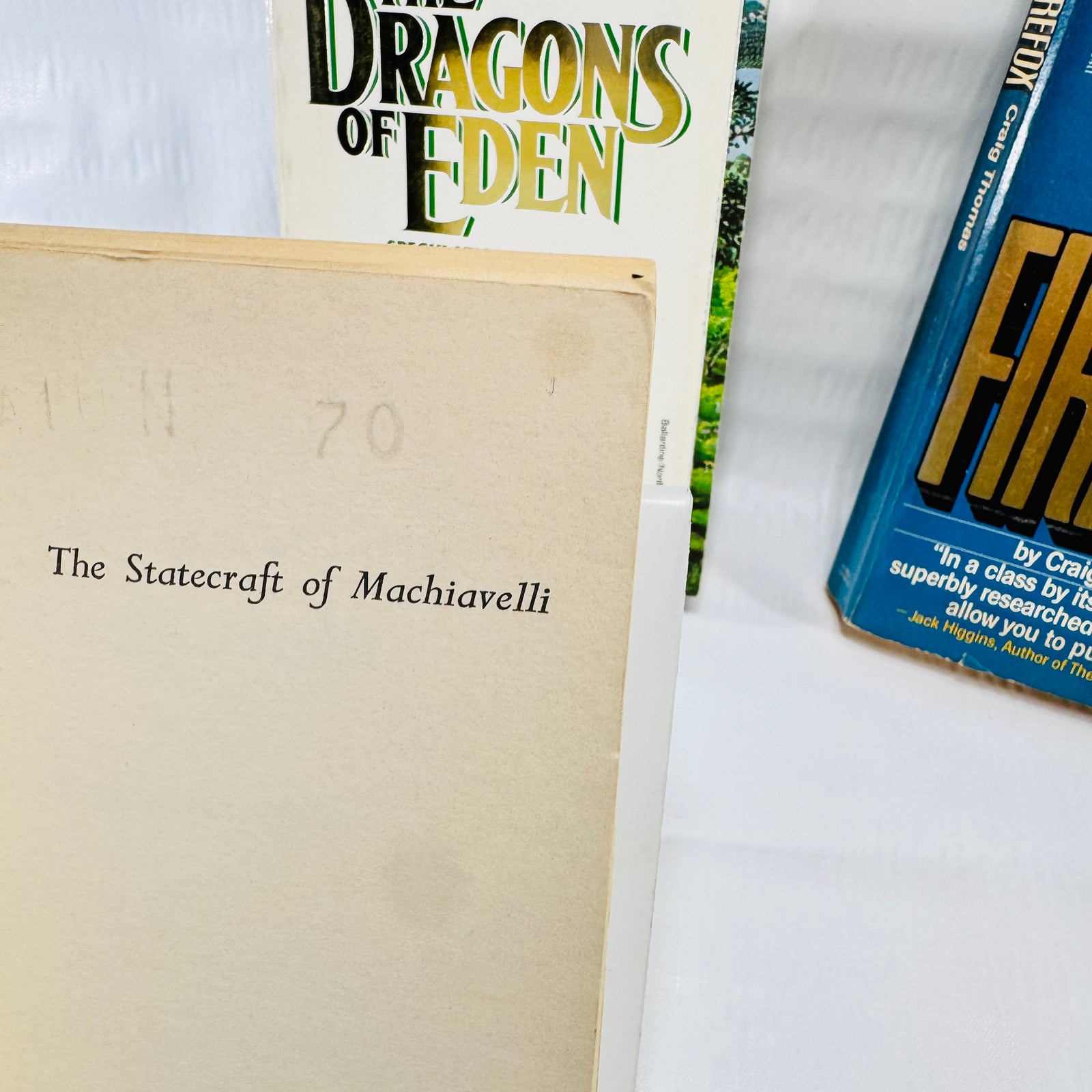 The Dragons of Eden, Firefox, Statecraft of Machiavelli 3 Book Lot