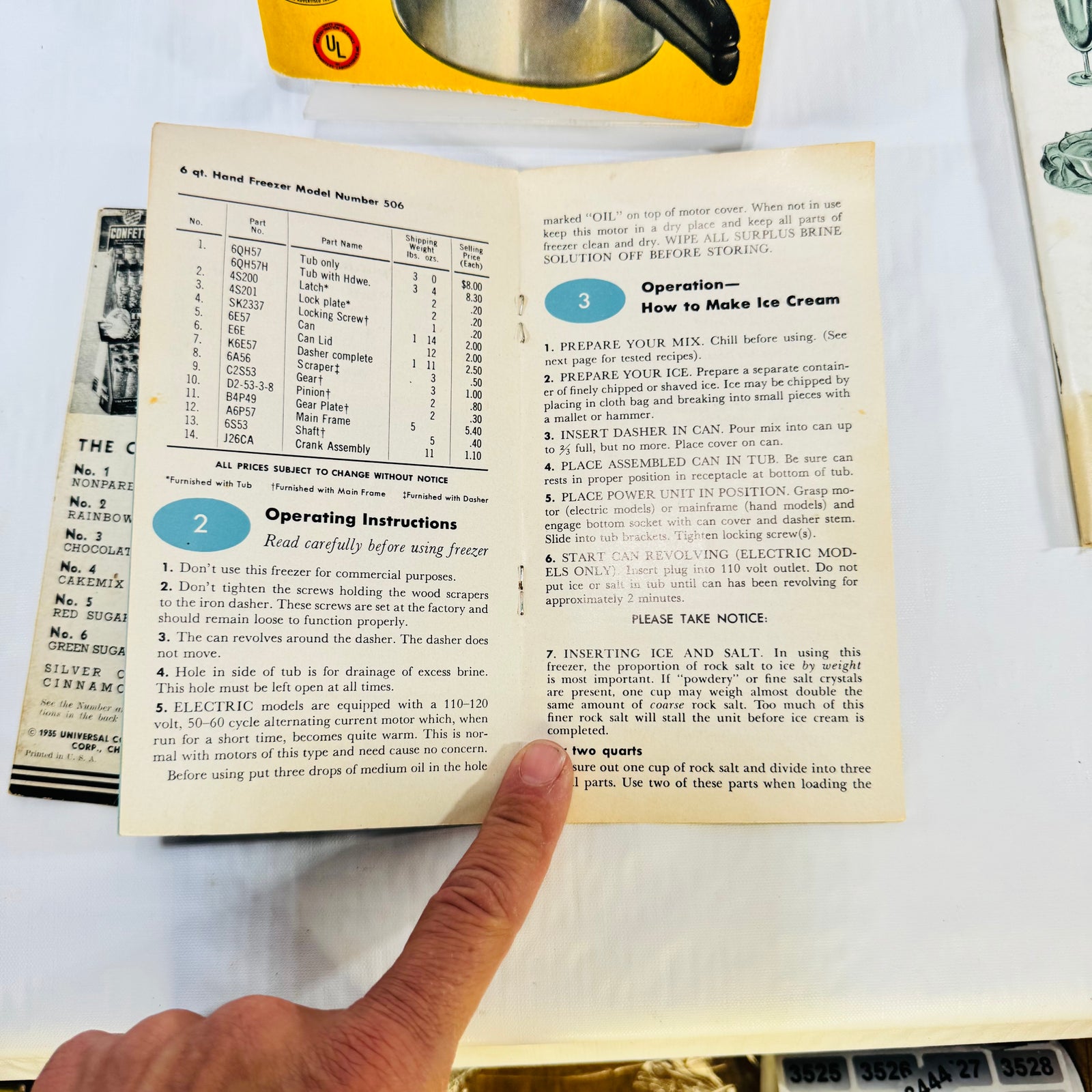 MIRRO-MATIC Pressure Pan Recipes 1947 Pamphlet Bundle, IONA Blender, Husky Ice Cream, Confetti Imps