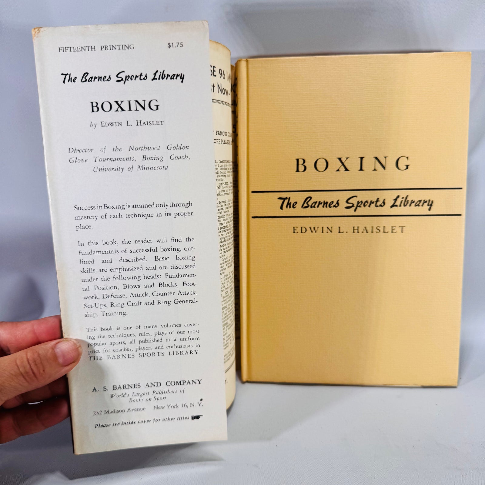 Boxing (Barnes Sports Library, 1940 copyright) — Edwin L. Haislet | Dust Jacket, Coach-Inscribed, Sports Instruction