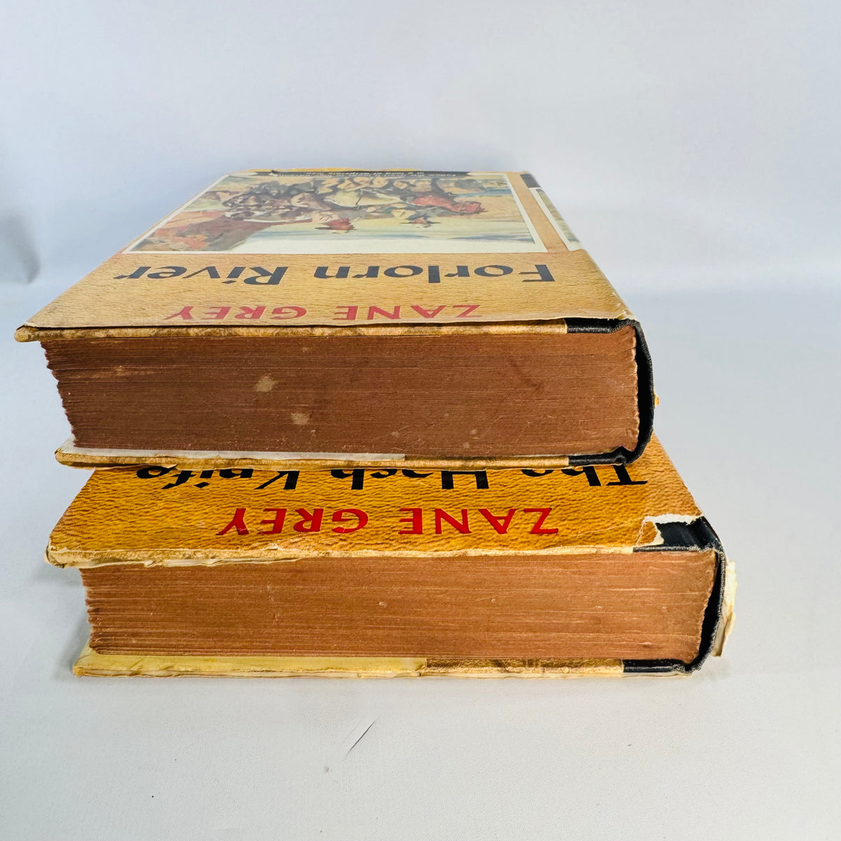 Vintage Zane Grey Western Books Set Forlorn River and The Hash Knife Outfit