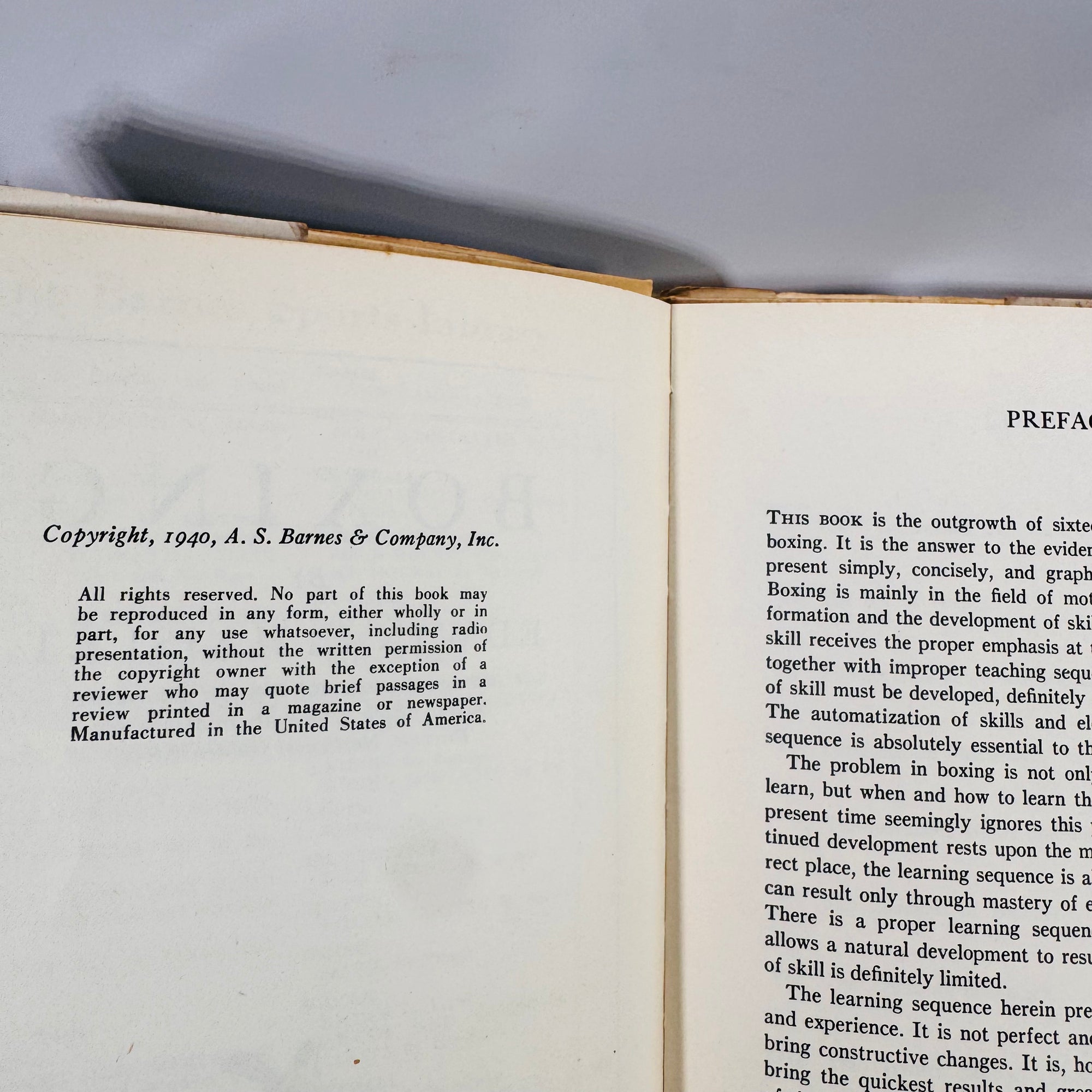 Boxing (Barnes Sports Library, 1940 copyright) — Edwin L. Haislet | Dust Jacket, Coach-Inscribed, Sports Instruction