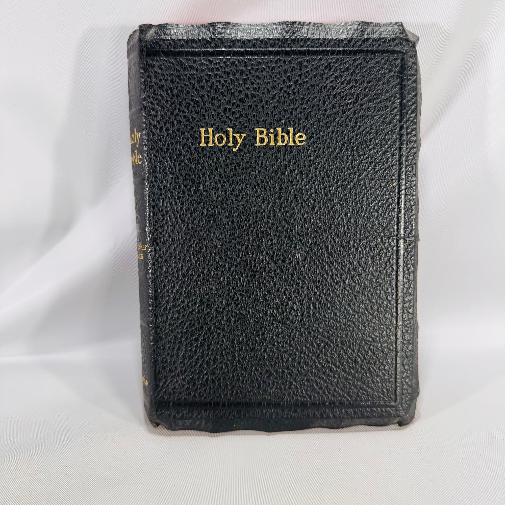 Holy Bible (King James Version, World Publishing)  c. 1955–1965— Illustrated, Black Leatherette | Vintage Religious Text
