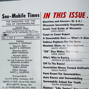 Snow-Mobile Times February 1970 Magazine Bundle with Arctic Cat Snow Mobile Patch