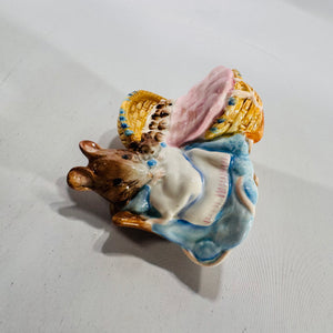 Beatrix Potter “Hunca Munca” with Babies • Beswick England 1951 • Hand-painted ceramic figurine • 4x2x2 • Gift-ready nursery decor