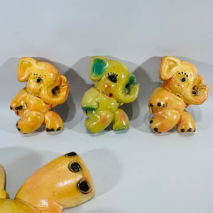 Vintage Chalkware Elephant Wall Plaques Family Set Mid Century Nursery Decor