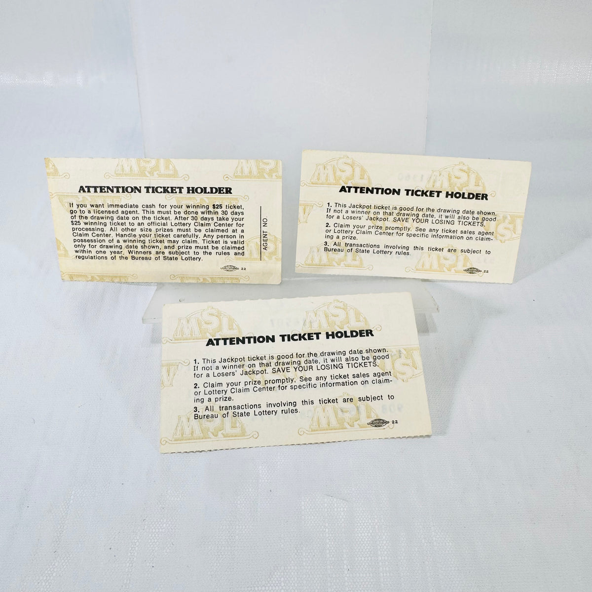 Michigan Lottery Tickets 1974 1975 Lot of 3 Jackpot MSL