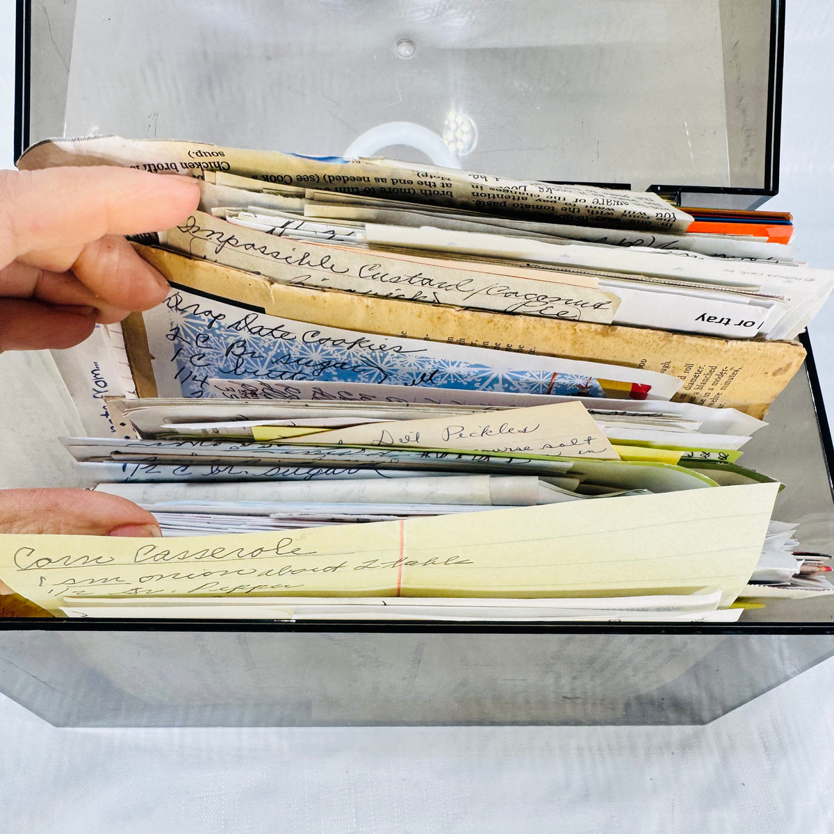 Filled Recipe Box Handwritten Recipes Clippings and Dividers