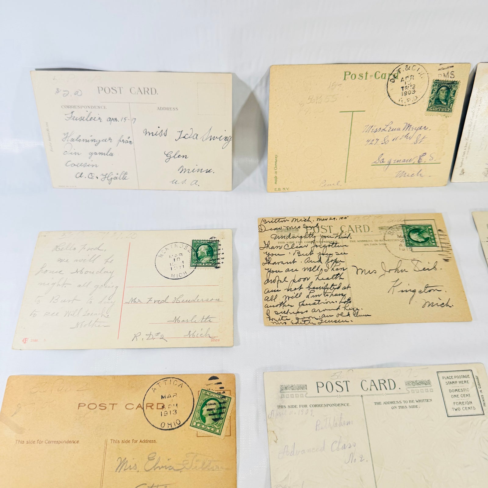 Antique Easter Postcard Lot of 9 Early 1900s Written and Posted