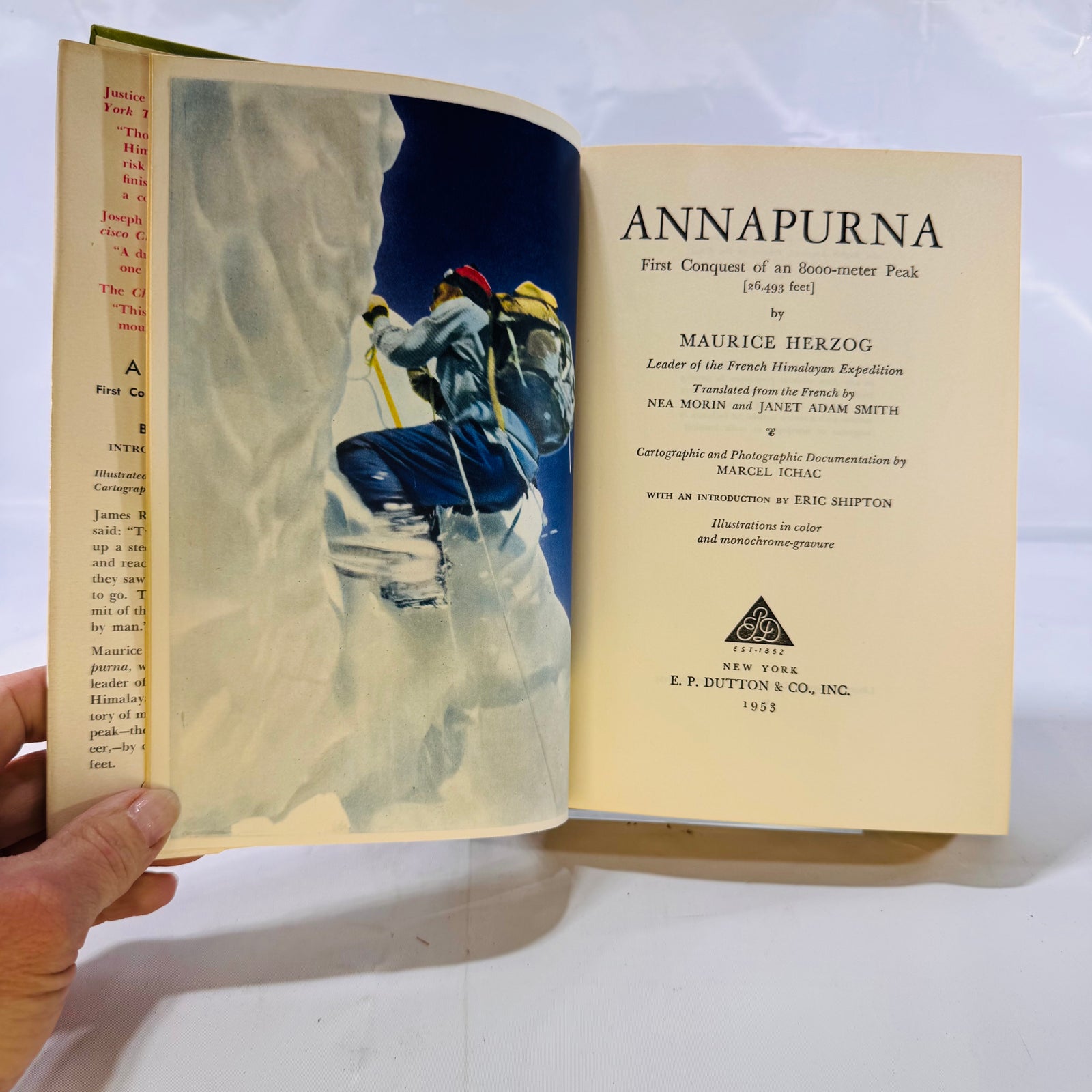 Annapurna: First Conquest of an 8000-Meter Peak by Maurice Herzog (1952), Hardcover with Dust Jacket
