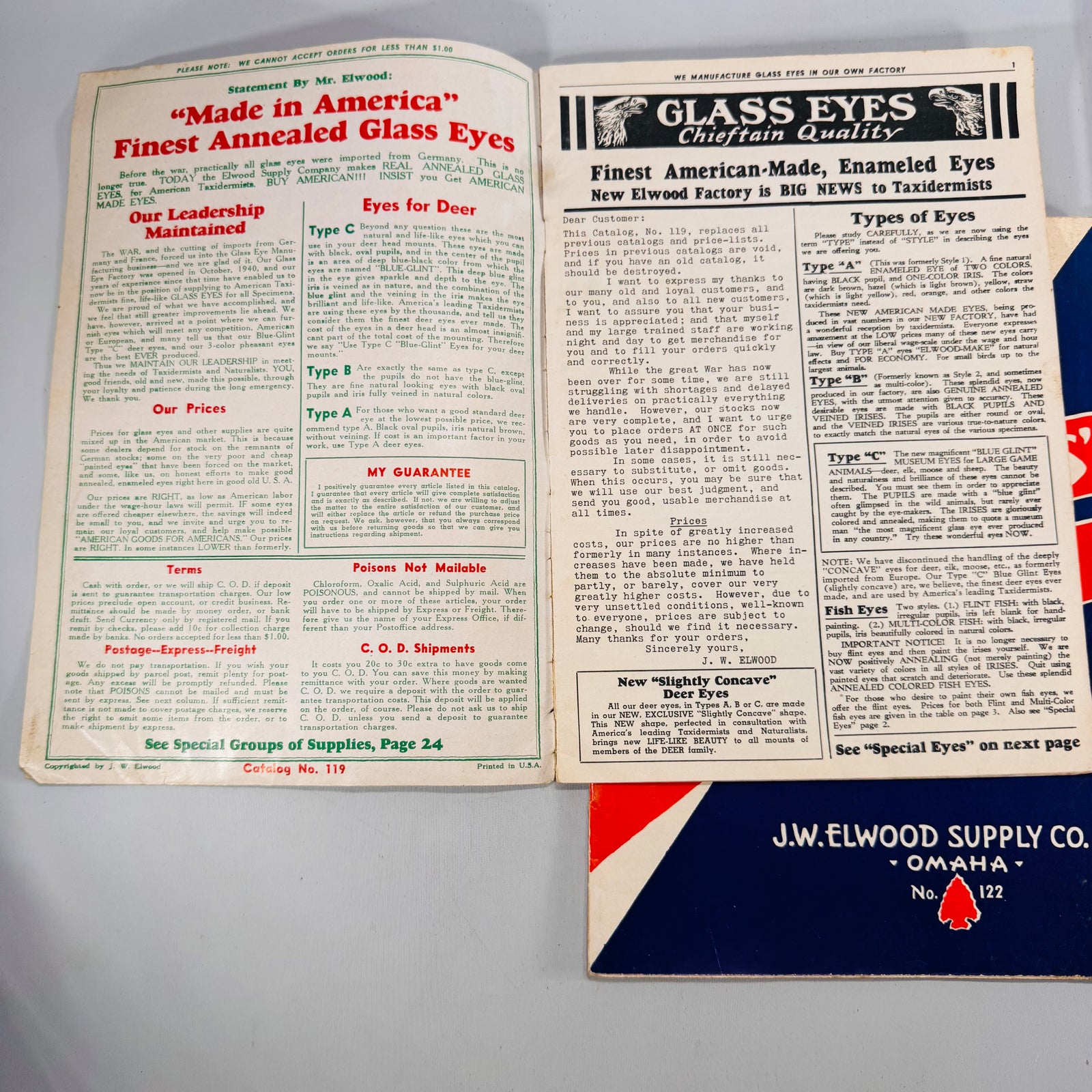 Taxidermy Supply Catalogs (Set of 3, 1970s) — J.W. Elwood Supply Co., Omaha | Trade Catalogs, Outdoors Vintage Sporting Ephemera