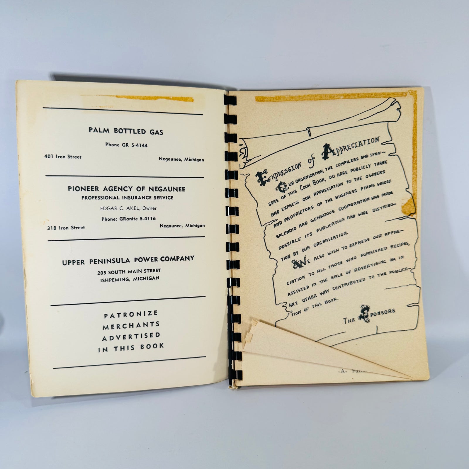 Vintage Church Cookbook Palmer Michigan Concordia Lutheran Church Recipe Book