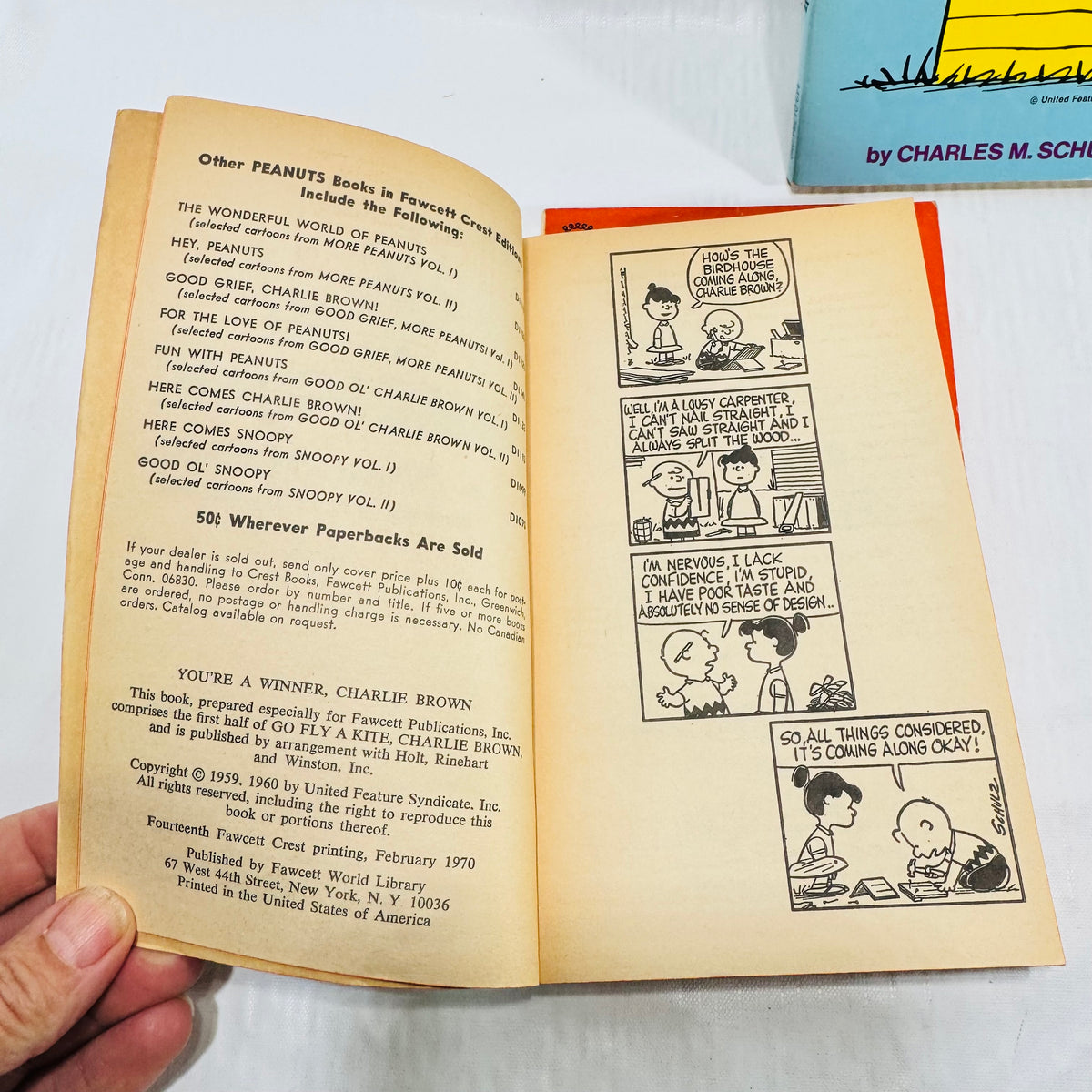 Charlie Brown Fawcett Crest 3 Book Lot, Charles M. Schulz Peanuts Paperbacks, 1969 to 1973