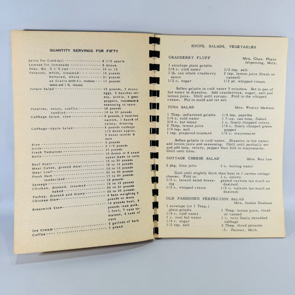 Vintage Church Cookbook Palmer Michigan Concordia Lutheran Church Recipe Book
