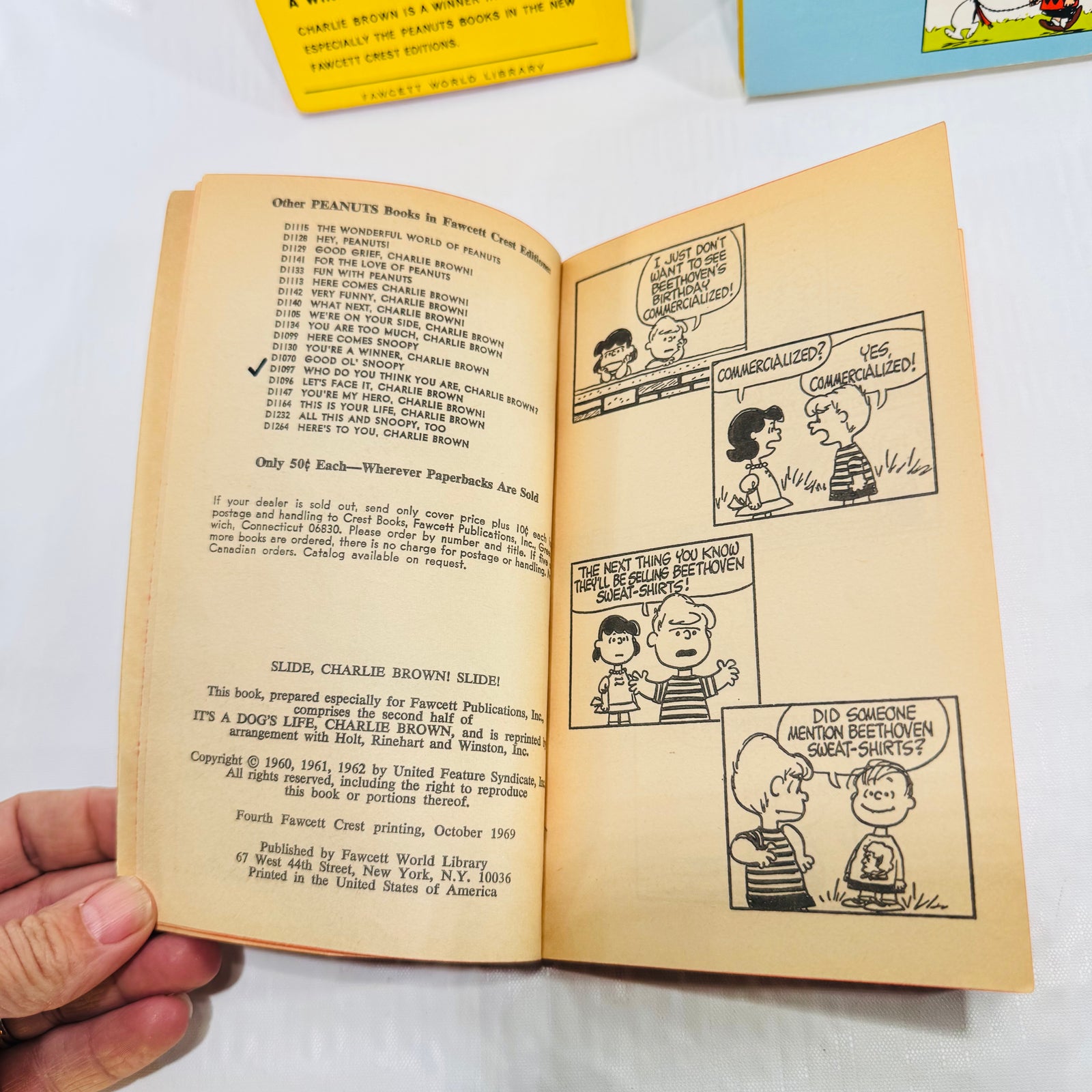 Charlie Brown Fawcett Crest 3 Book Lot, Charles M. Schulz Peanuts Paperbacks, 1969 to 1973