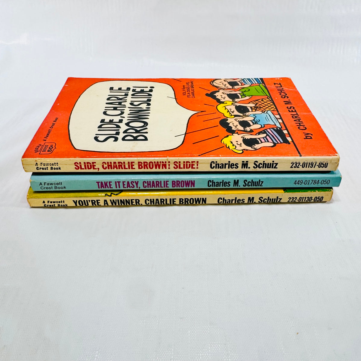 Charlie Brown Fawcett Crest 3 Book Lot, Charles M. Schulz Peanuts Paperbacks, 1969 to 1973