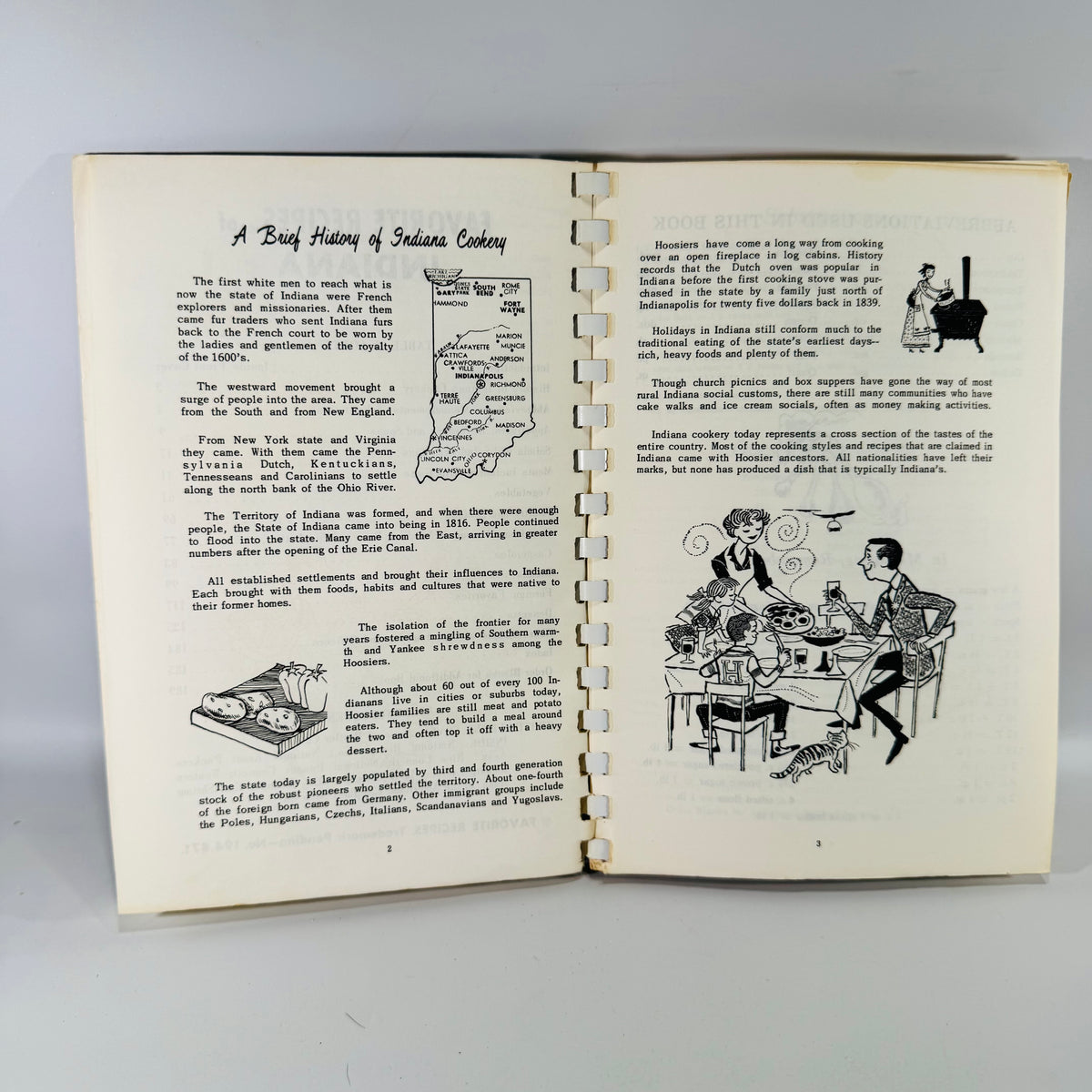 Vintage Indiana Cookbook Favorite Recipes of Indiana Family Edition 1964 Spiral