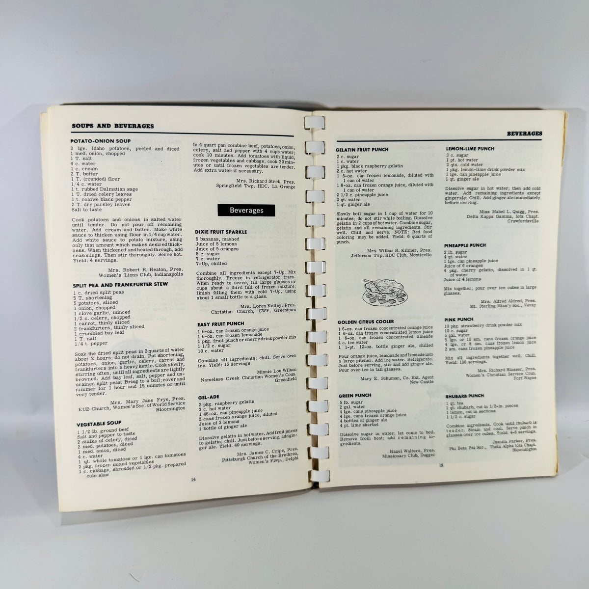 Vintage Indiana Cookbook Favorite Recipes of Indiana Family Edition 1964 Spiral