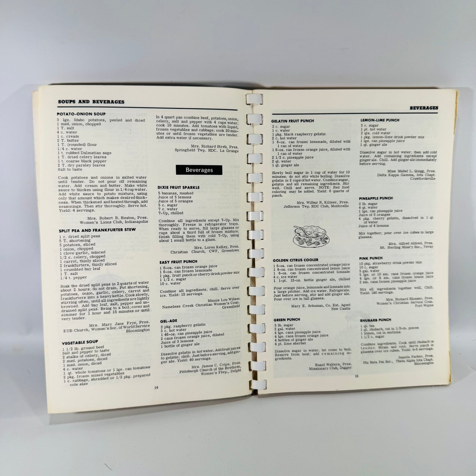 Vintage Indiana Cookbook Favorite Recipes of Indiana Family Edition 1964 Spiral