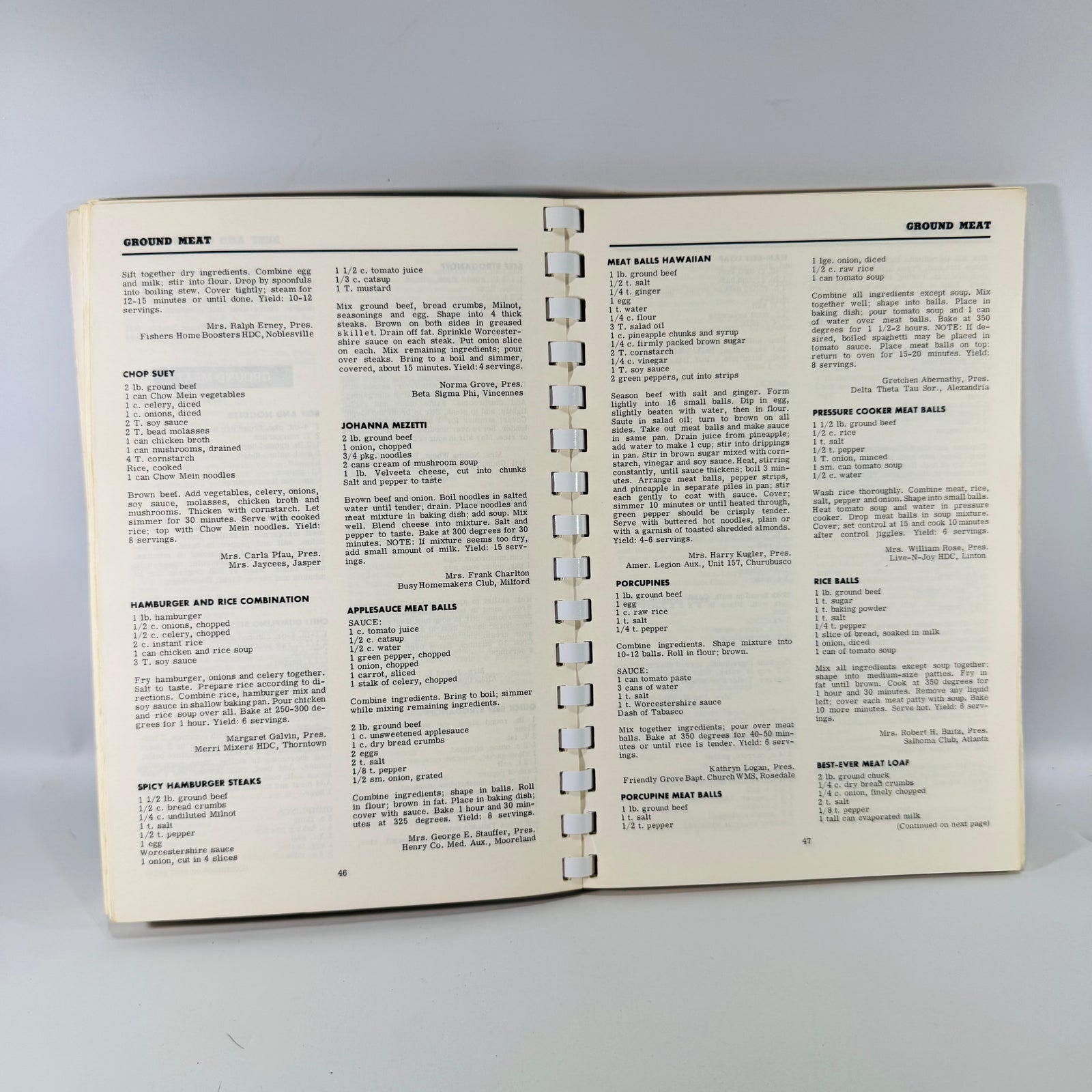 Vintage Indiana Cookbook Favorite Recipes of Indiana Family Edition 1964 Spiral