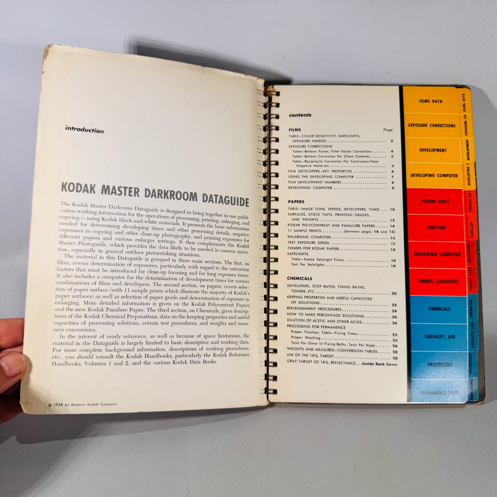 Kodak Master Darkroom Dataguide (1958) — Eastman Kodak Company | Spiral-Bound, Calculators, Photography Manual Darkroom Guide