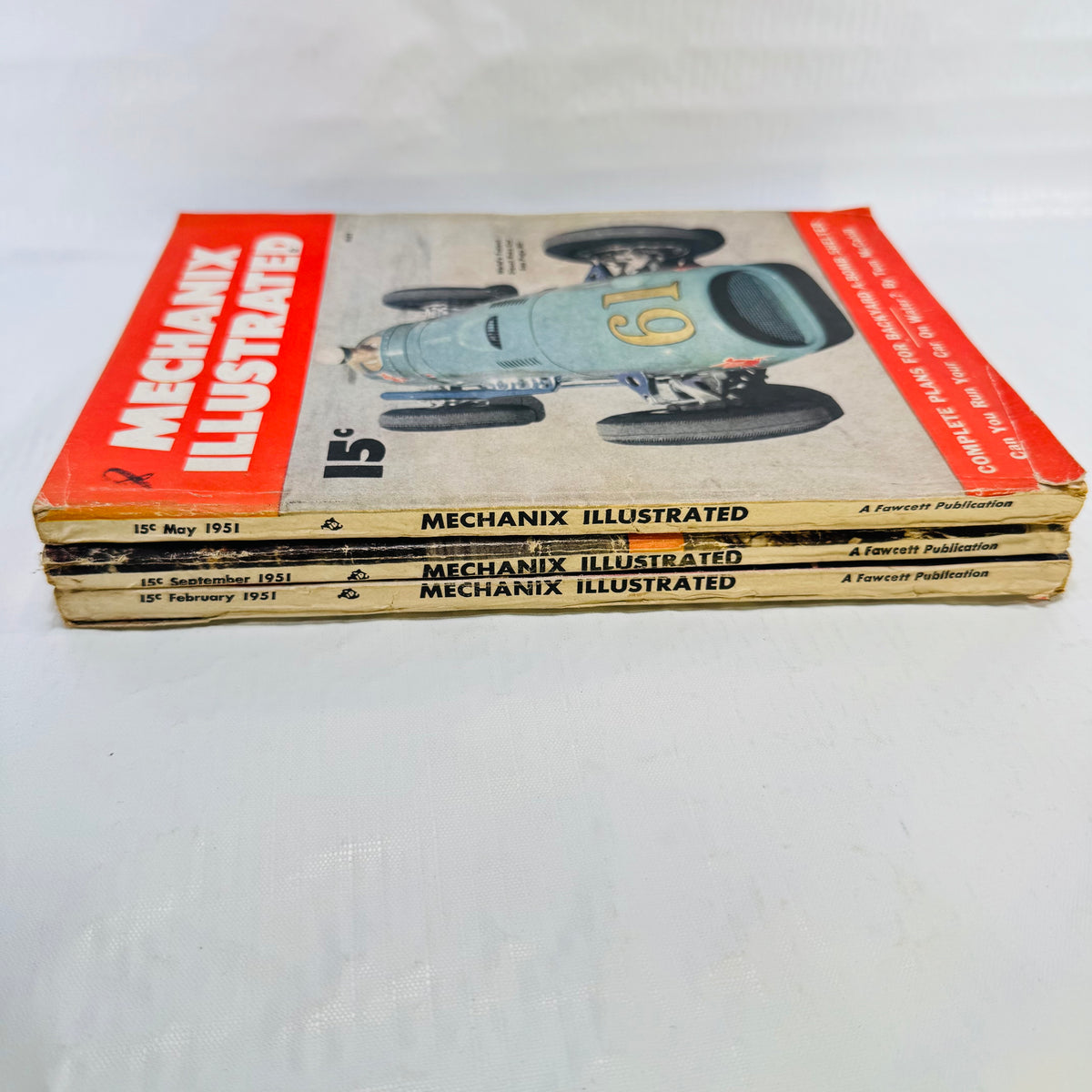 Mechanix Illustrated 1951 Magazine Lot of 3, February May September, Fawcett