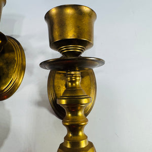 Brass Wall Sconce Candle Holders Pair Vintage Brass Sconces