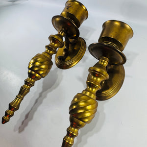 Brass Wall Sconce Candle Holders Pair Vintage Brass Sconces