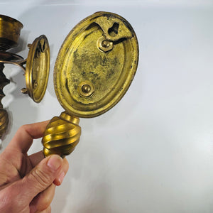 Brass Wall Sconce Candle Holders Pair Vintage Brass Sconces