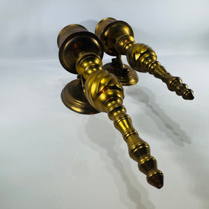 Brass Wall Sconce Candle Holders Pair Vintage Brass Sconces