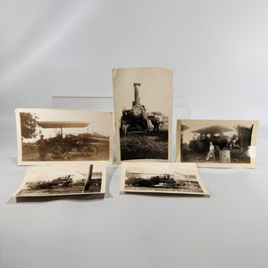 Vintage Steam Tractor Photos (Set of 5) — B/W Farm Ephemera