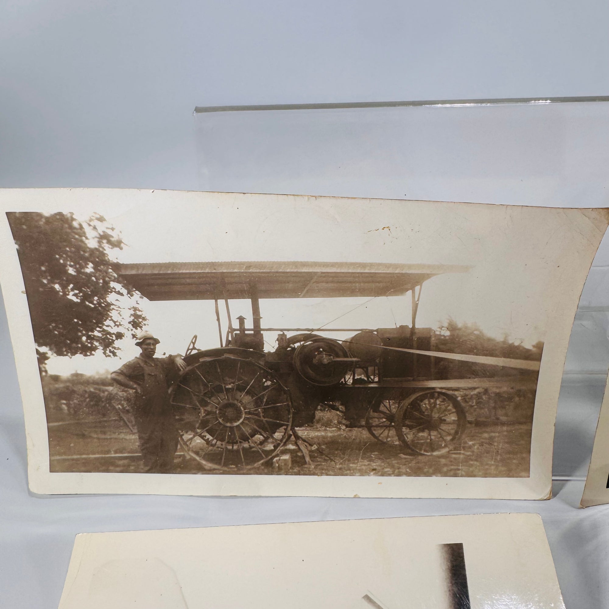 Vintage Steam Tractor Photos (Set of 5) — B/W Farm Ephemera